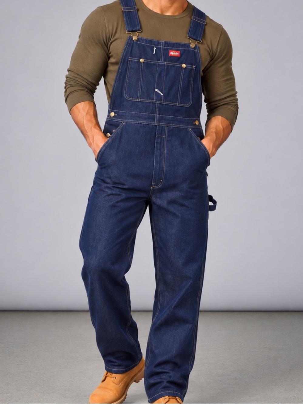 Dickies Navy Blue Relaxed Fit Denim Overalls 44x30